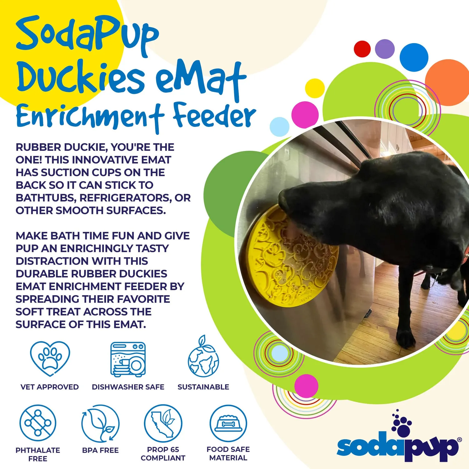 SodaPup Rubber Duckies slickmatta gul med sugkoppar