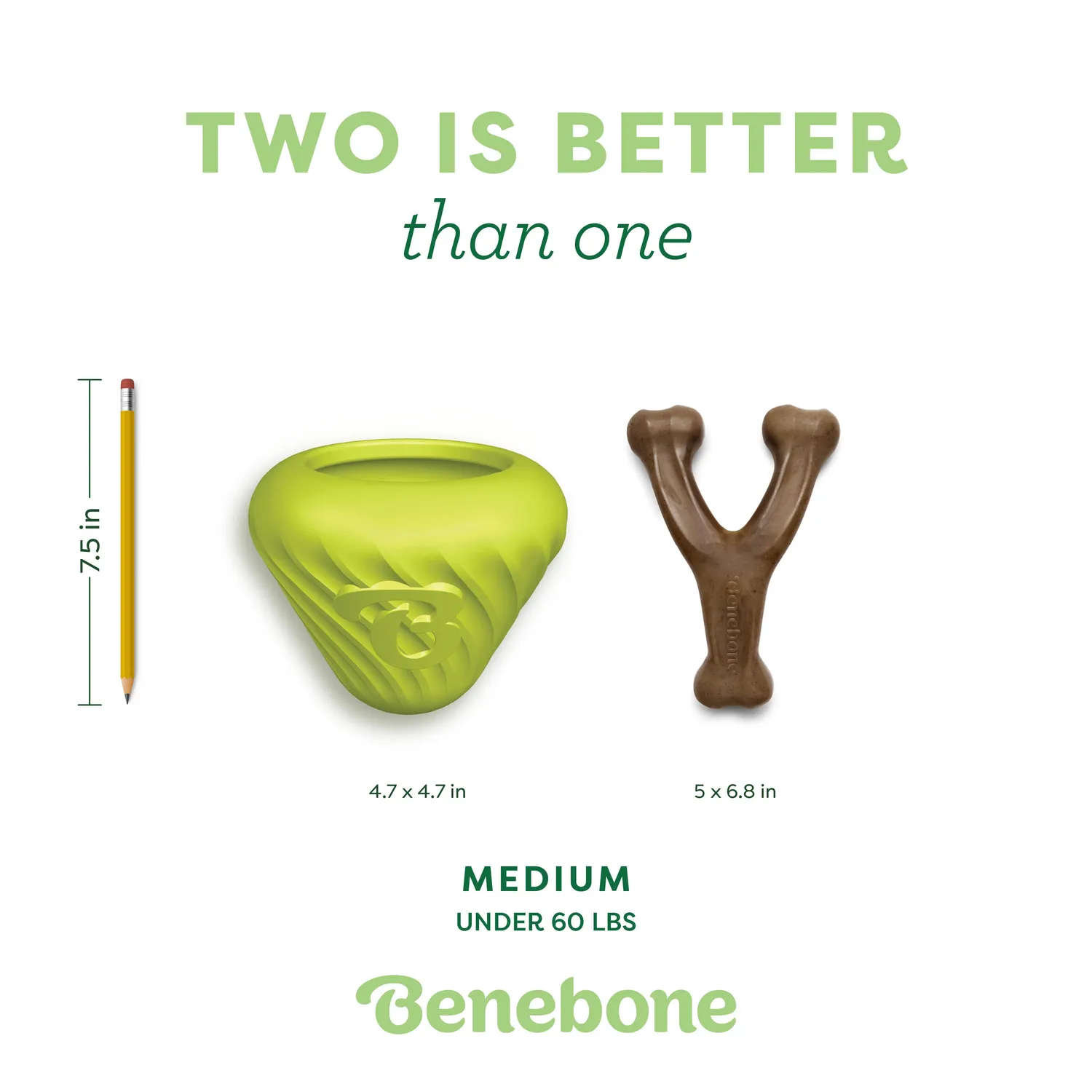 Benebone Chew & Treat Duo tuggset medium 2-pack bacon