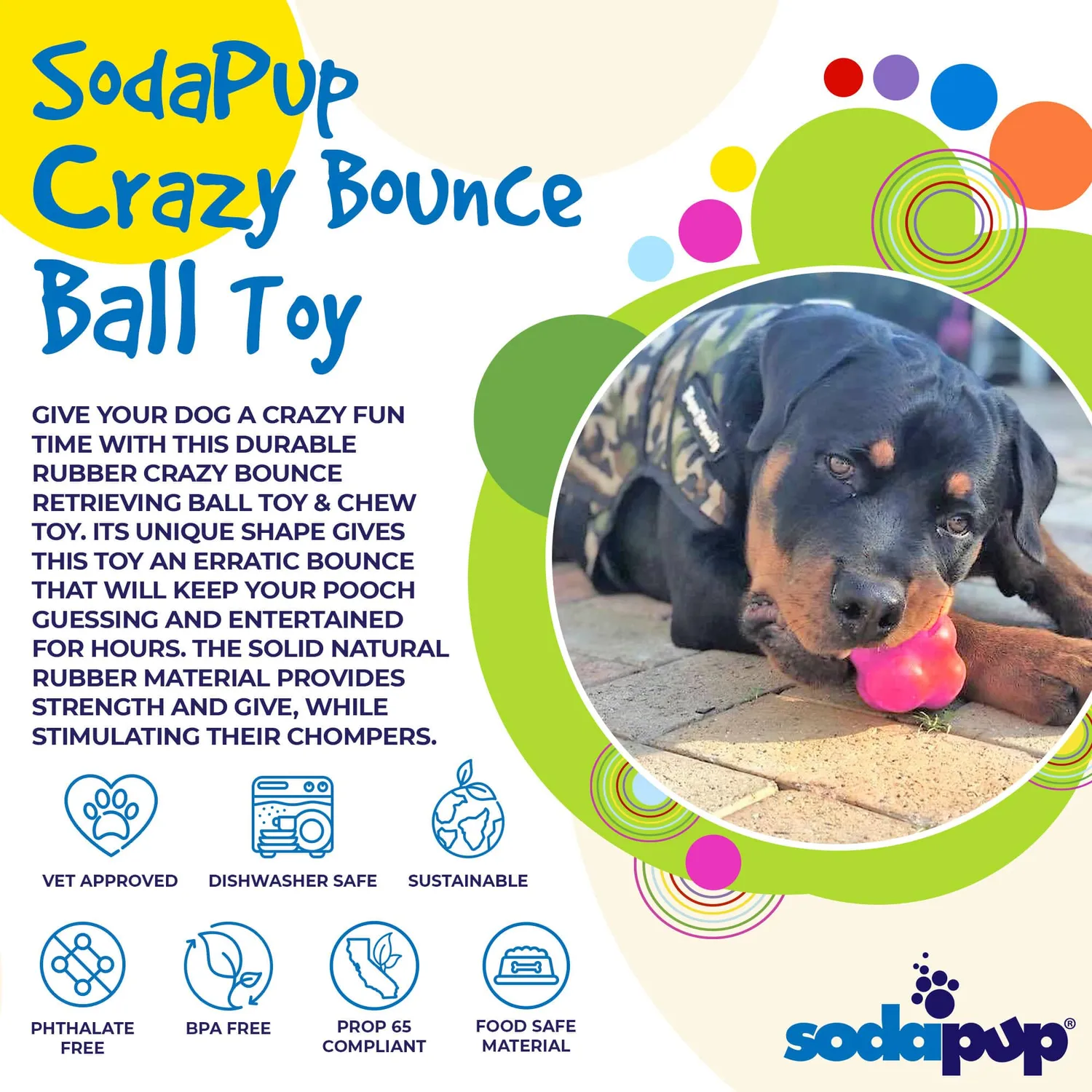 SodaPup Crazy Bounce apportboll large orange studs