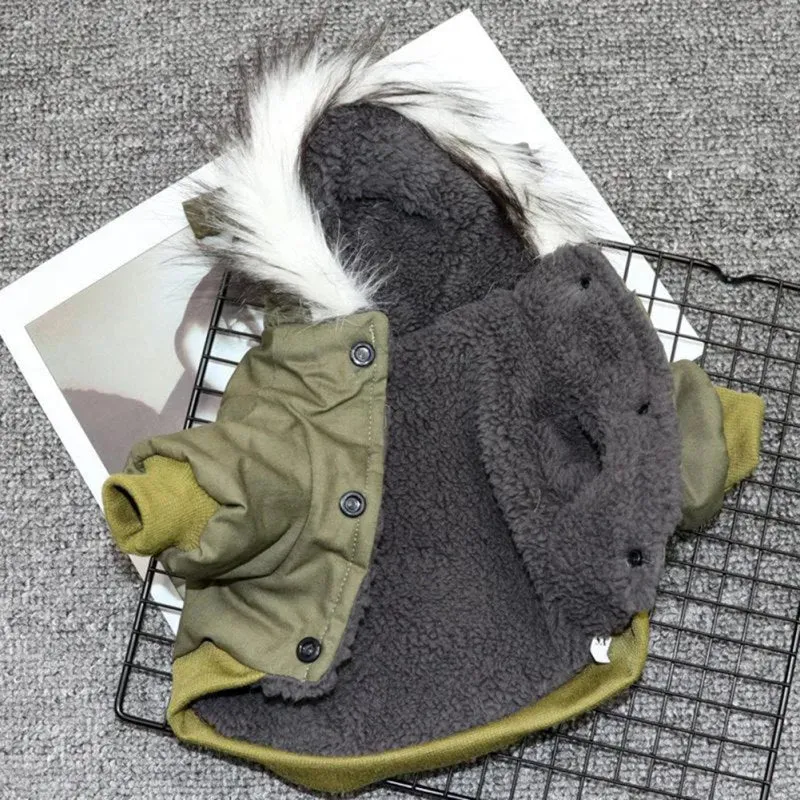 Pawtato Warm Hooded hundjacka khaki med luva