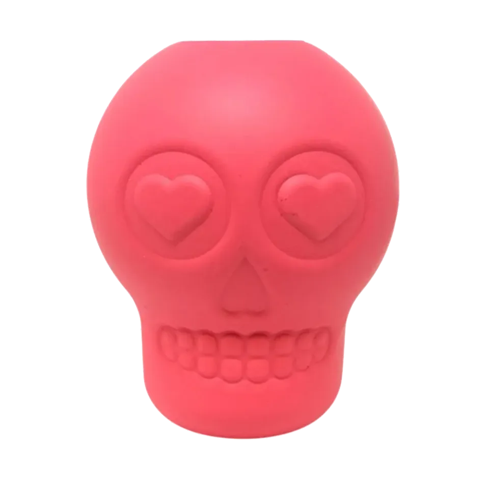 SodaPup Sugar Skull tuggleksak gummi rosa large