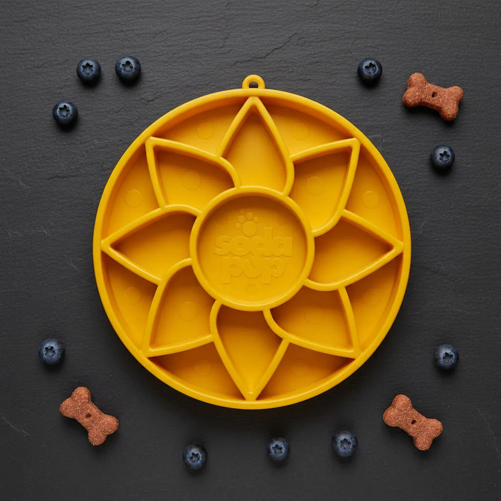 SodaPup Sunflower Softie eTray slow feeder gul lila