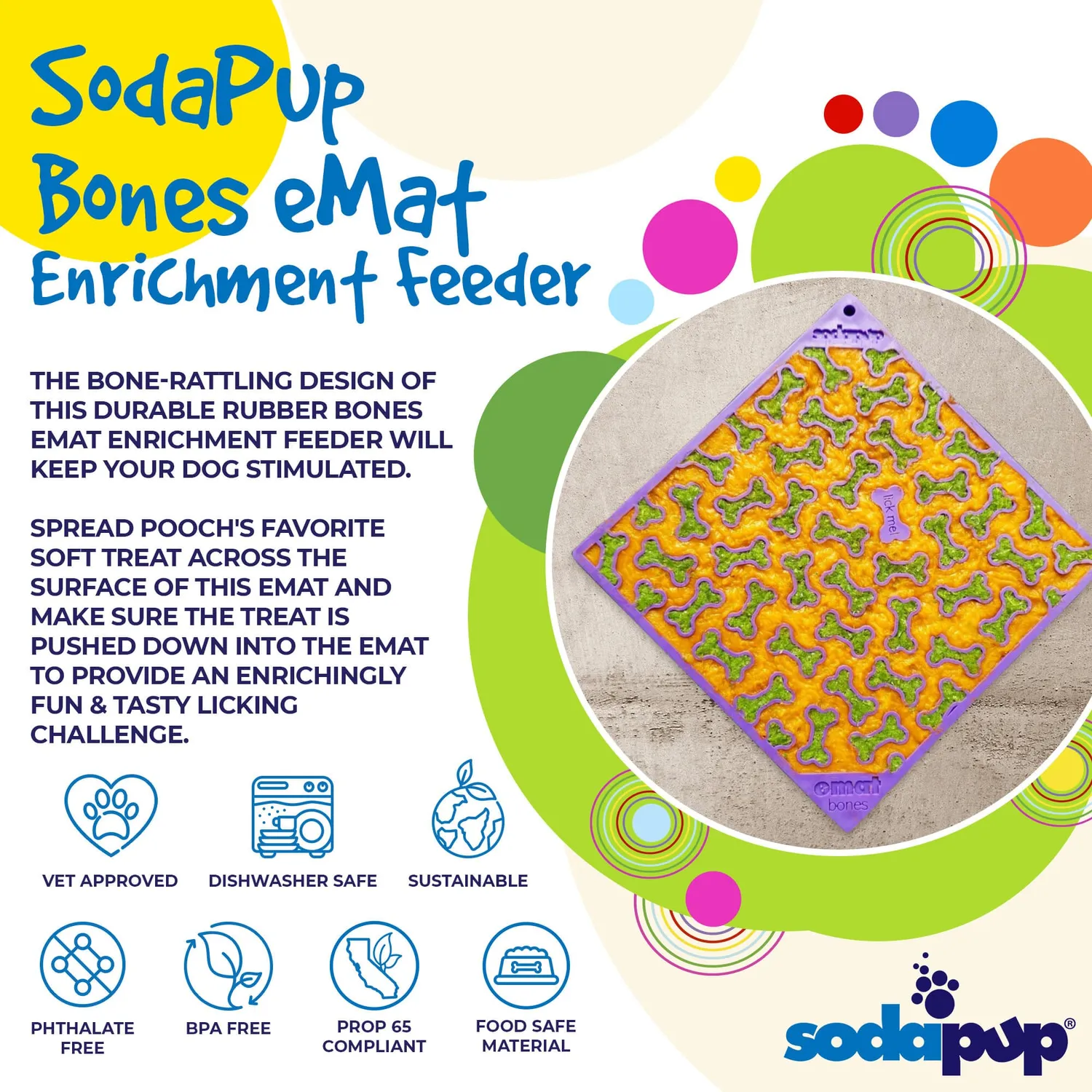 SodaPup Bones eMat slickmatta lila benmönster