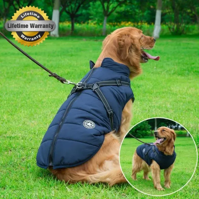 Pawtato vintertäcke hund med sele vattenavvisande