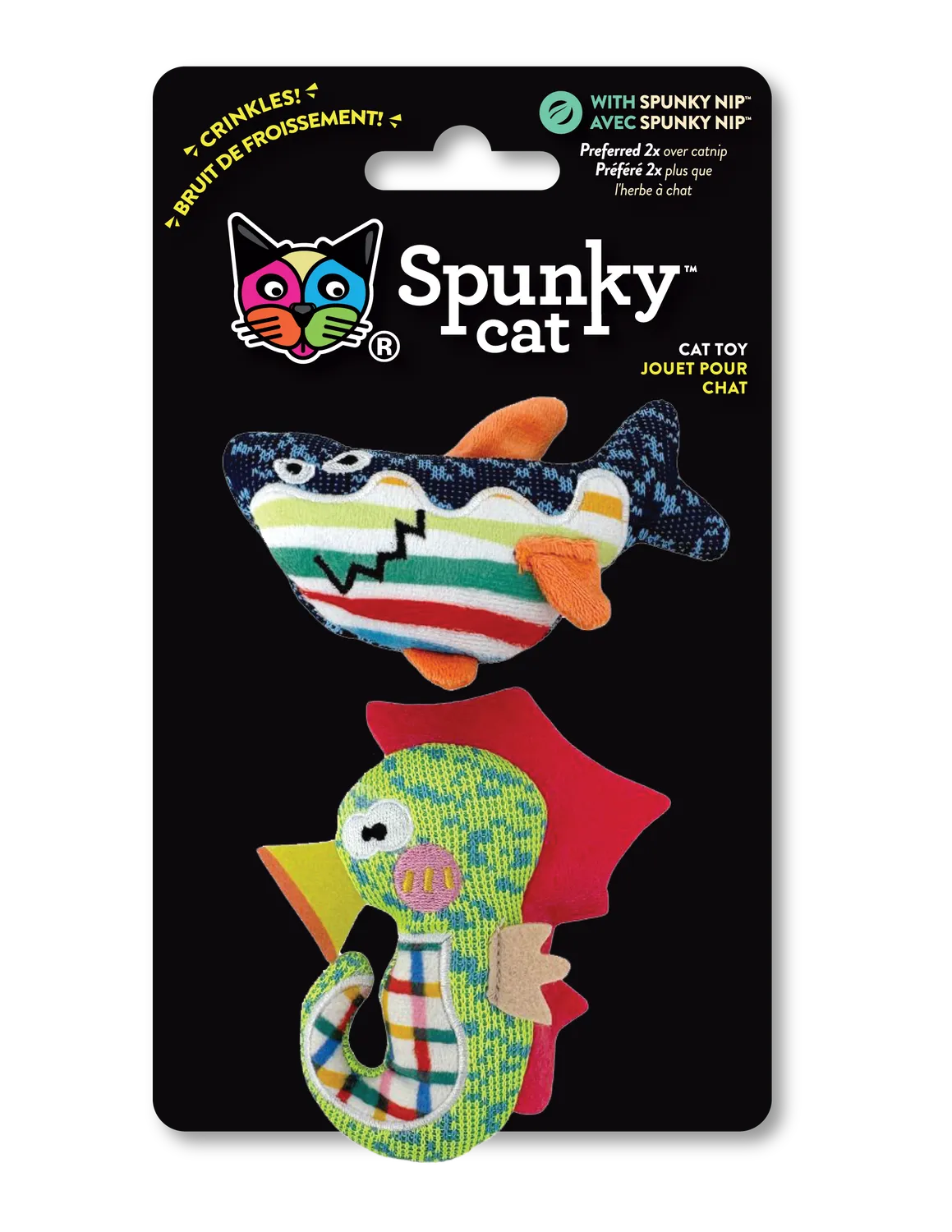 Spunky Pup Spunky Cat kattleksak Sparkle Fish 2-pack kattmynta