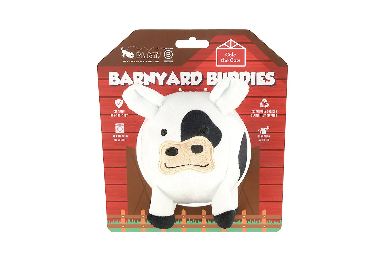 P.L.A.Y. Barnyard Buddies Cole the Cow hundleksak large pip