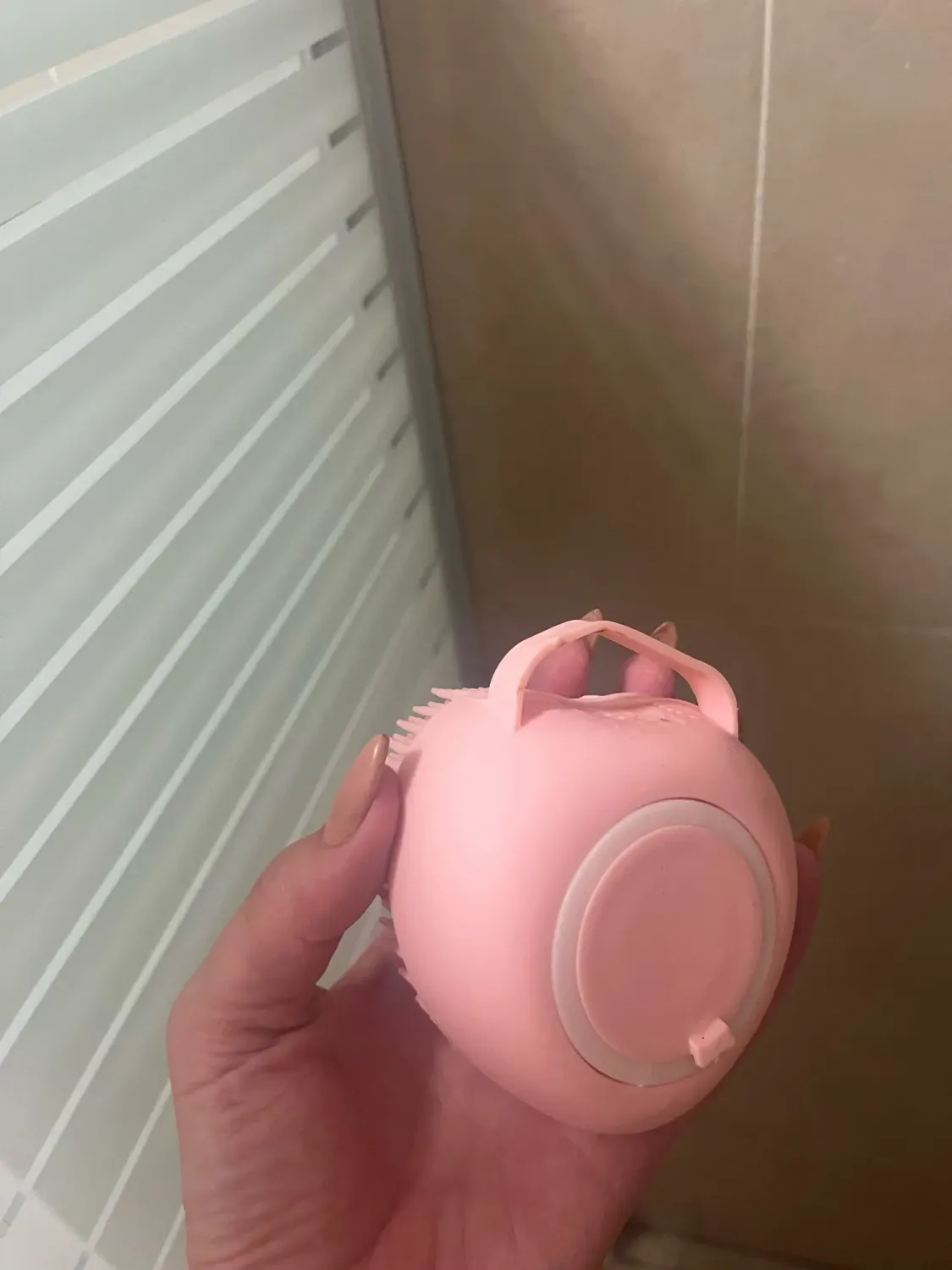 Pawtato schampoborste hund med behållare rosa