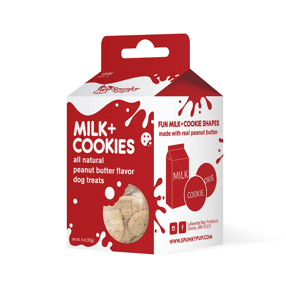 Spunky Pup Milk & Cookies hundkex jordnötssmör box