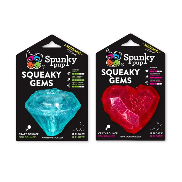 Spunky Pup Squeaky Gems Diamond hundleksak bla med pip