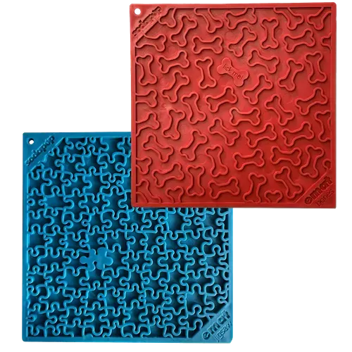 SodaPup Jigsaw Bones slickmatta 2-pack blå röd