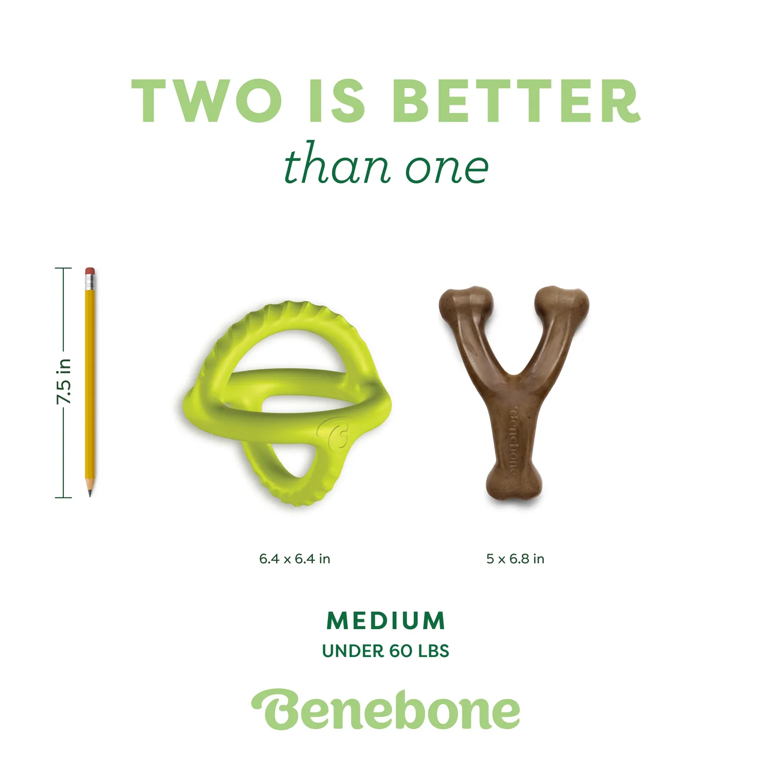 Benebone Chew Tug Duo leksaksset medium bacon