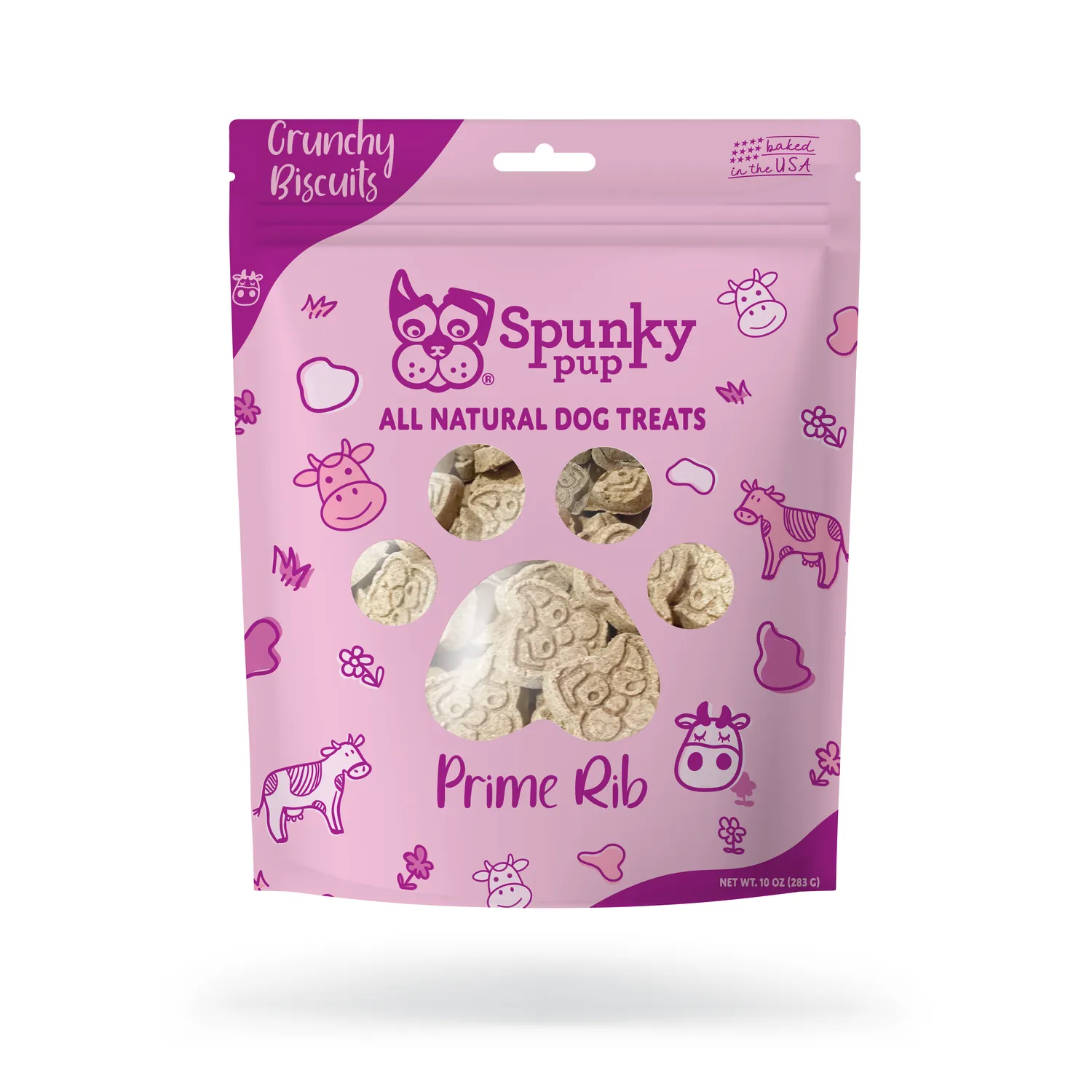 Spunky Pup All Natural Baked Biscuits hundkex Prime Rib 10 oz naturliga