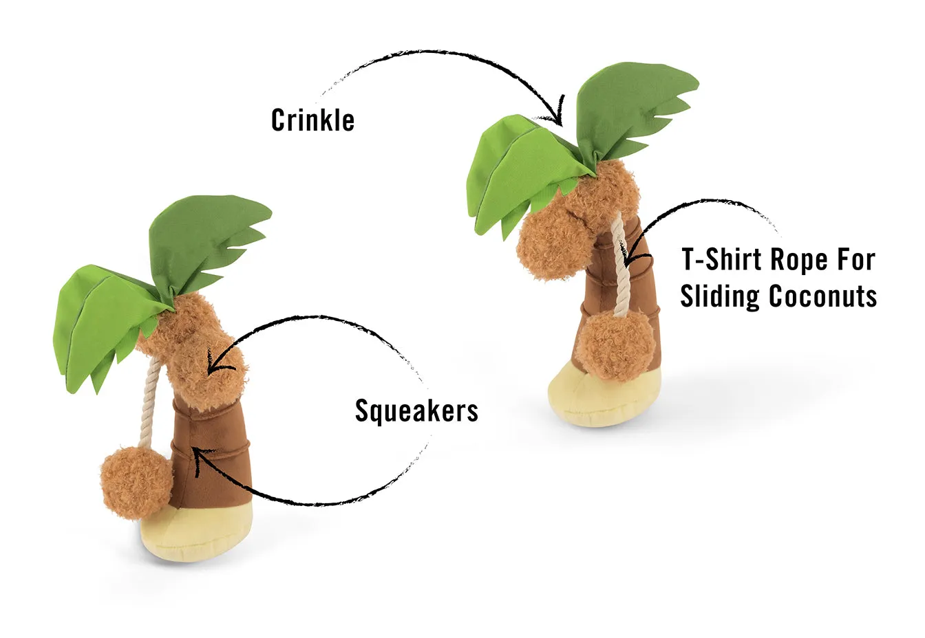 P.L.A.Y. Tropical Paradise Puppy Palm hundleksak mjuk med pip