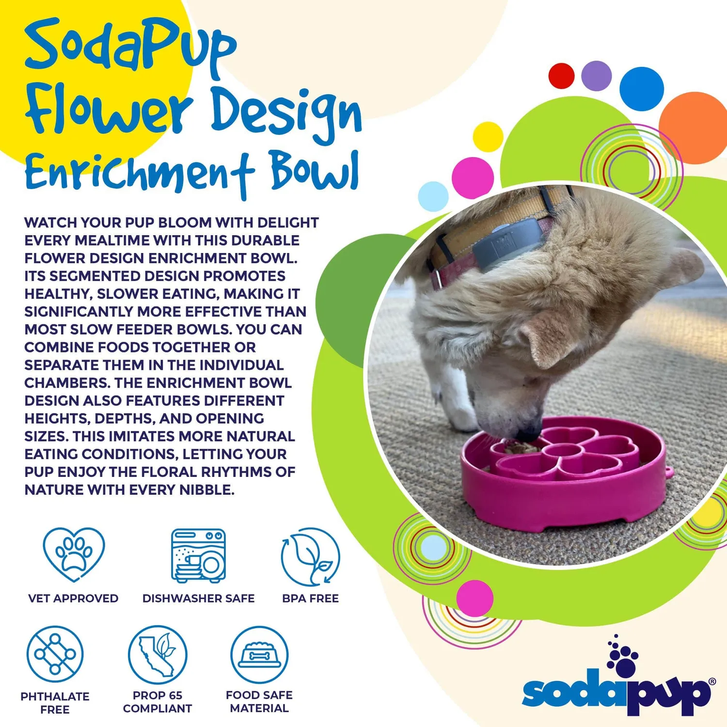 SodaPup Flower eBowl slow feeder pastel lila