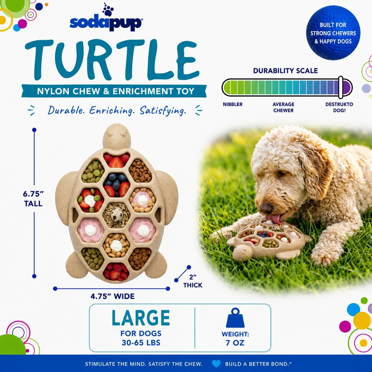 SodaPup Turtle Nylon tuggleksak hund brun sköldpadda