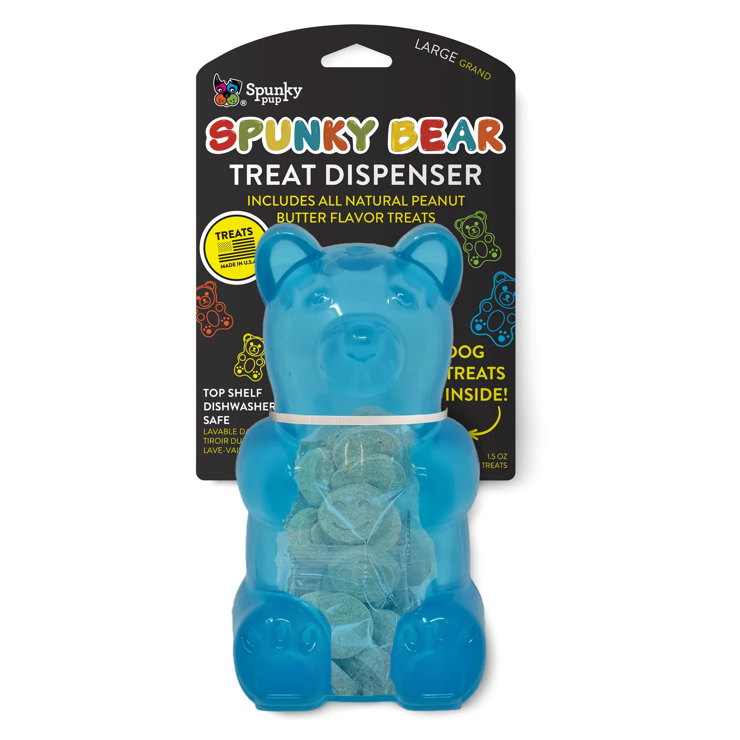 Spunky Pup Gummy Bears hundleksak large orange godisdispenser