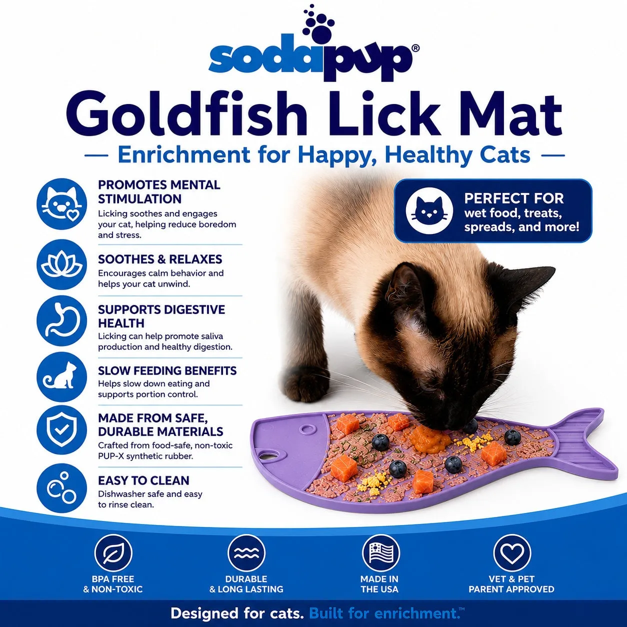 SodaPup Goldfish slickmatta mini lila för katt