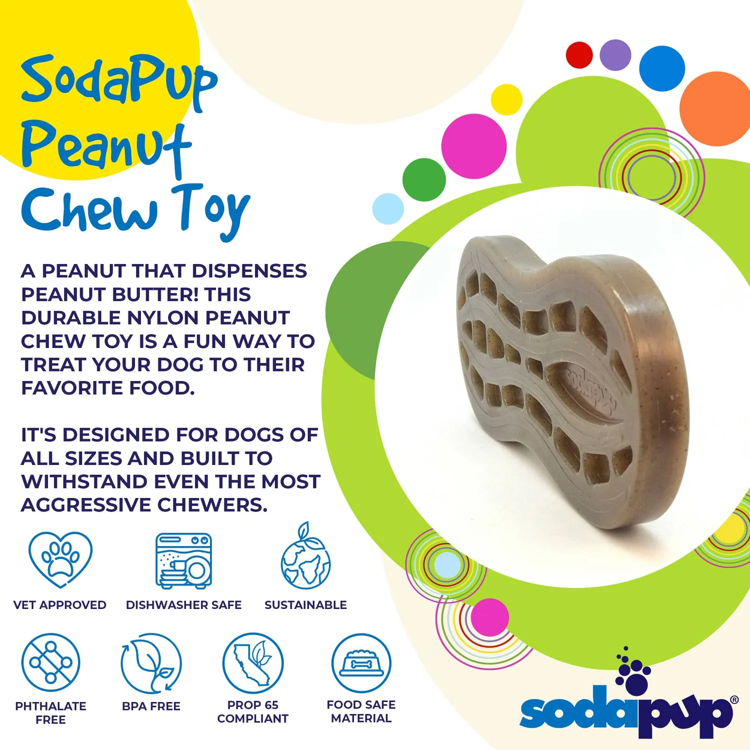 SodaPup Peanut eChew tuggleksak brun nylon jordnöt
