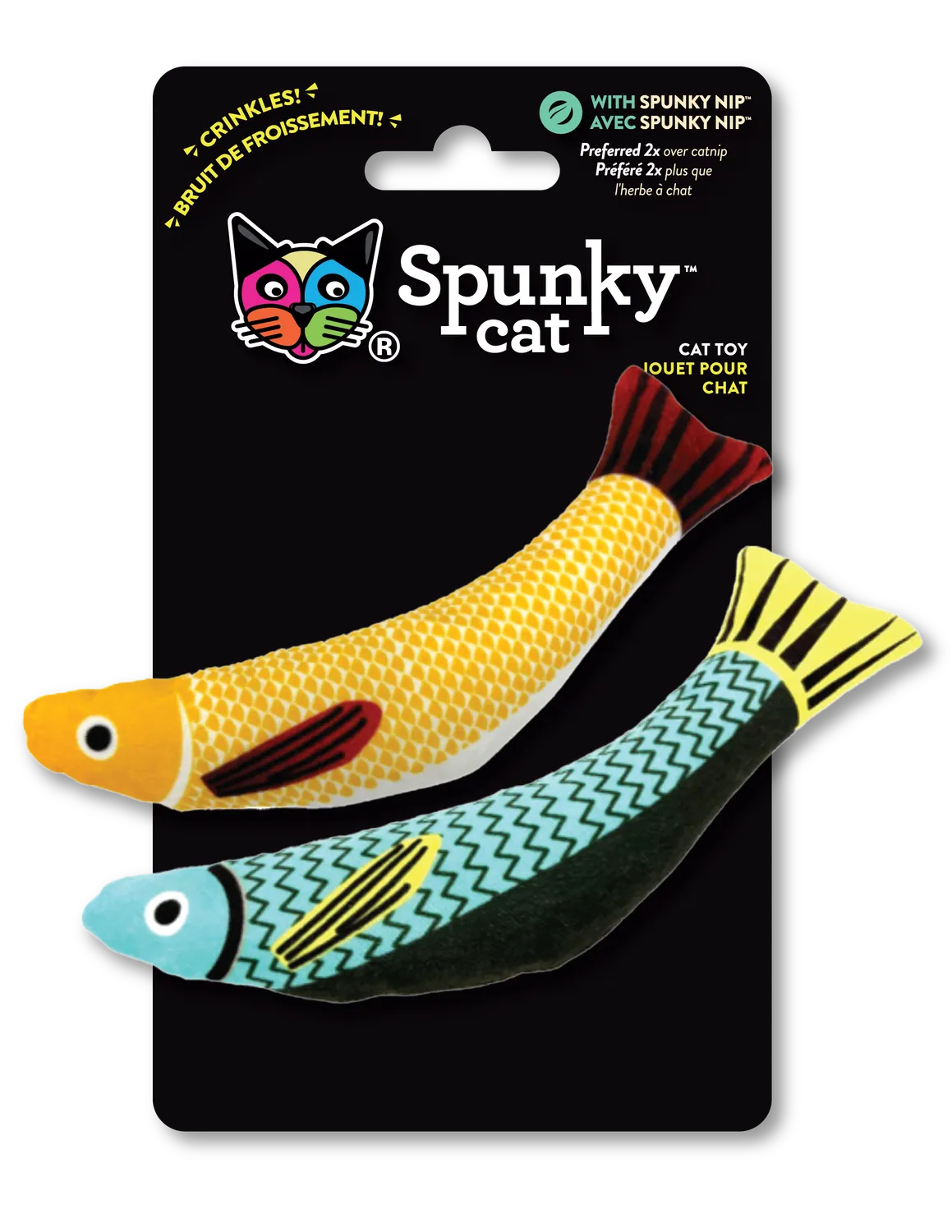 Spunky Pup Spunky Cat kattleksak Sparkle Fish 2-pack kattmynta