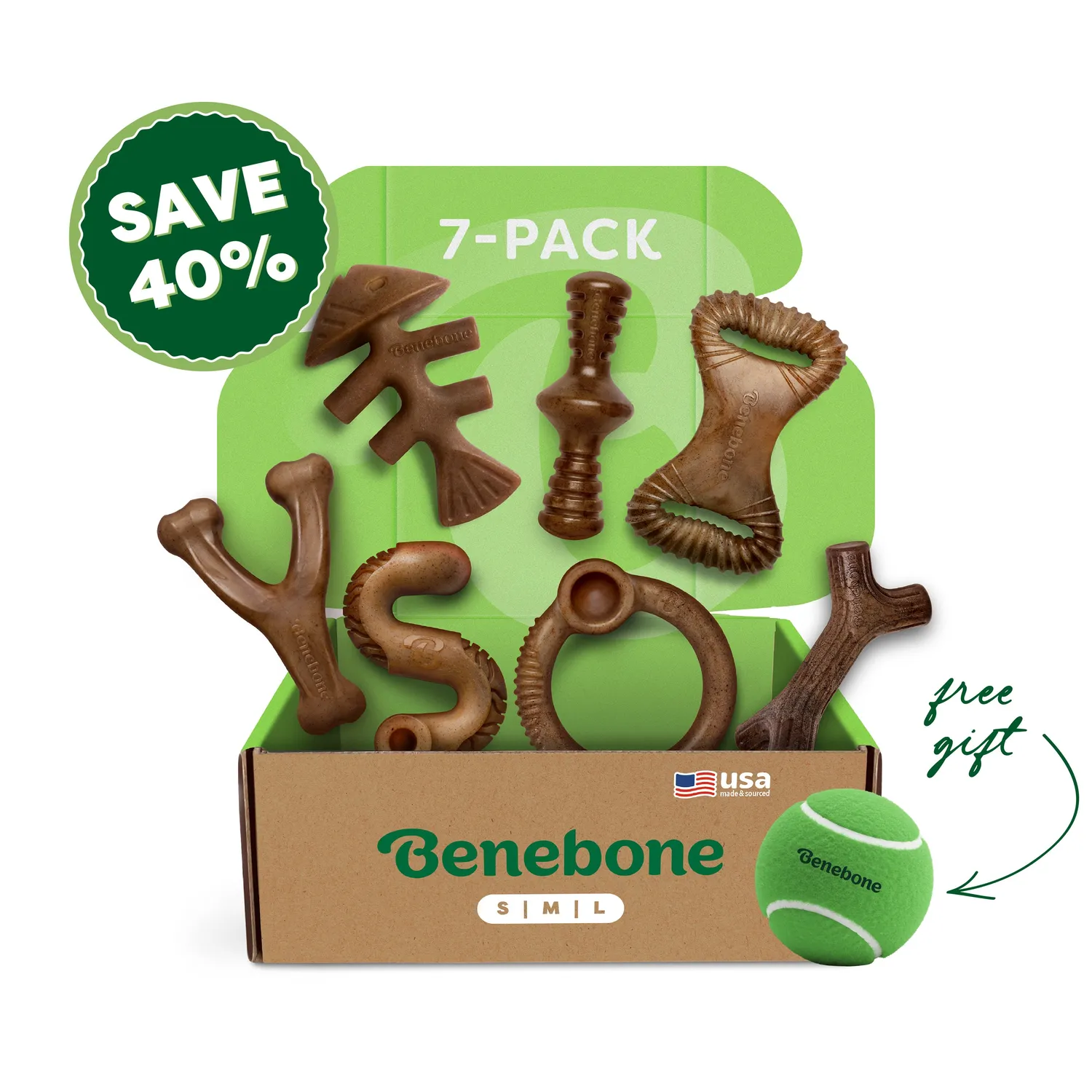 Benebone Complete Chew Collection tuggben Medium 7-pack nylon