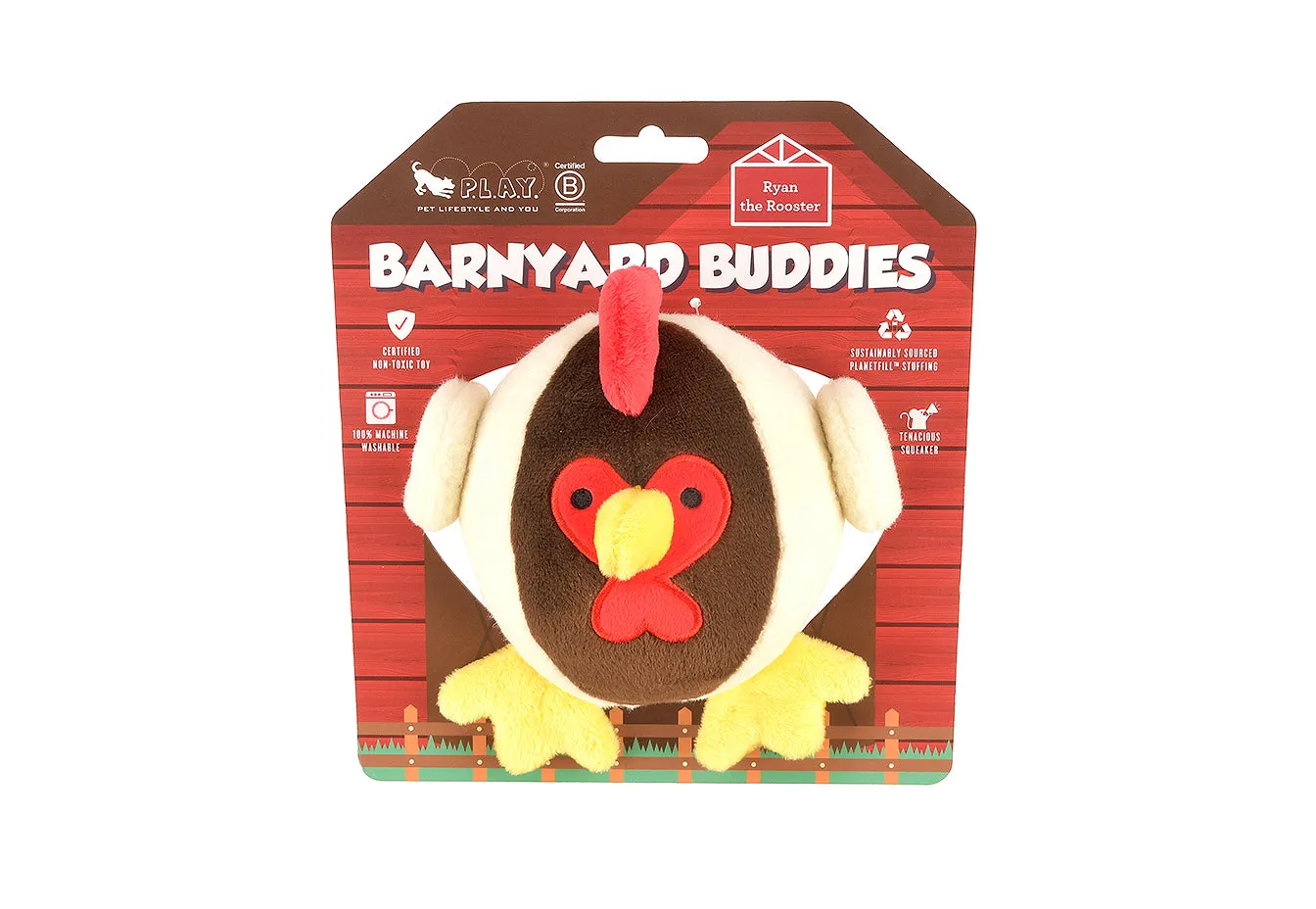 P.L.A.Y. Barnyard Buddies Ryan the Rooster hundleksak large pip