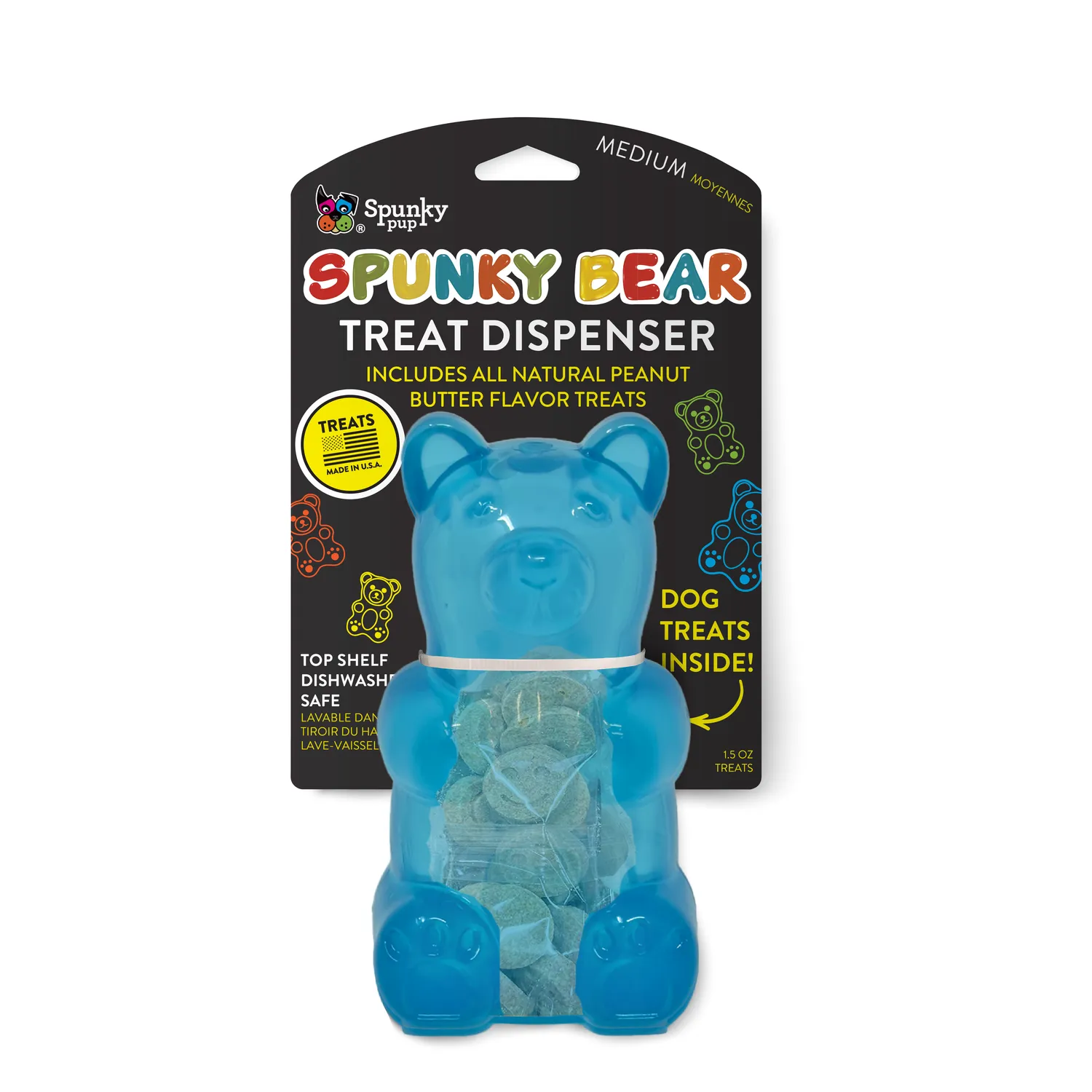 Spunky Pup Gummy Bears hundleksak large orange godisdispenser