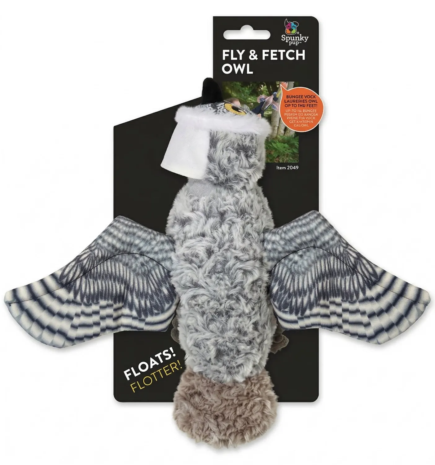 Spunky Pup Fly & Fetch anka kastleksak 40 x 38 cm med pip