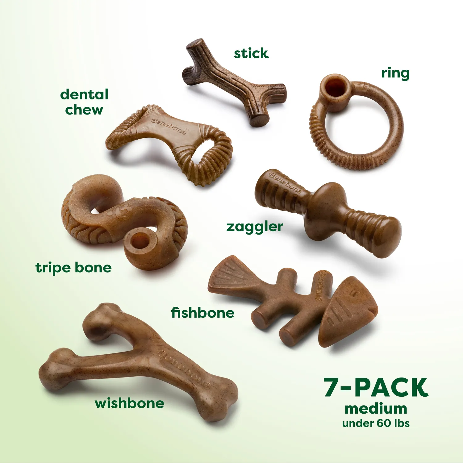 Benebone Complete Chew Collection tuggben Medium 7-pack nylon