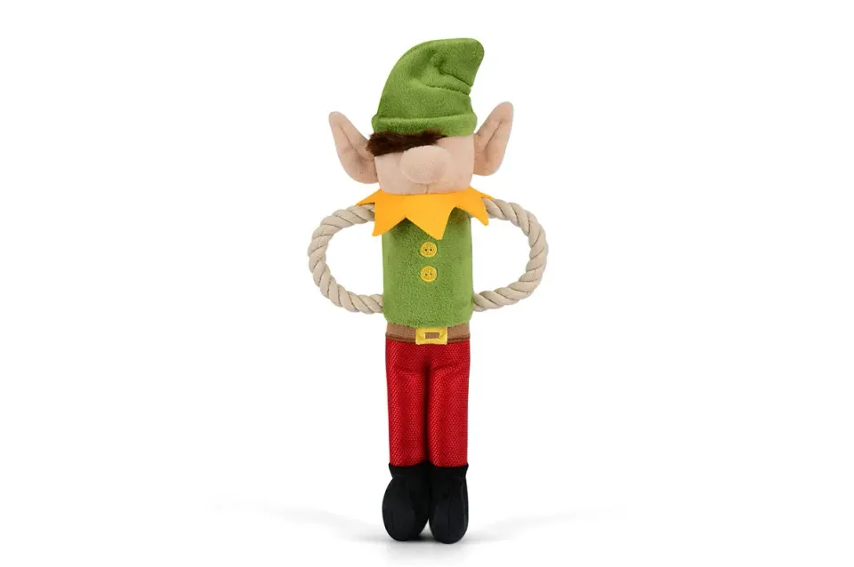P.L.A.Y. Merry Woofmas Santa's Little Elf-er hundleksak dragkamp