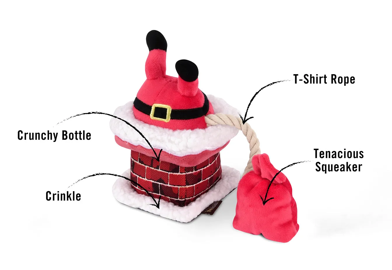 P.L.A.Y. Merry Woofmas Clumsy Claus hundleksak tomte med pip