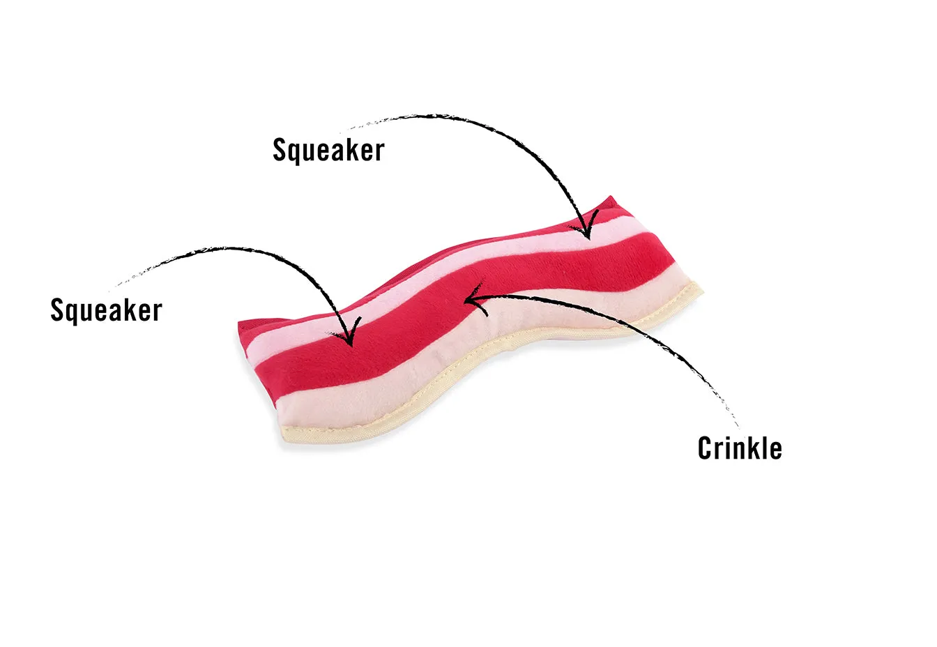 P.L.A.Y. Clive & Bacon Crispy Bacon hundleksak mjuk med prassel