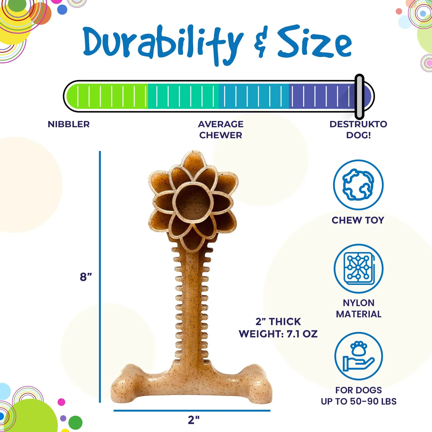 SodaPup Flower Tower bitleksak nylon XL blomma