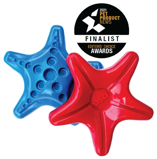 SodaPup Starfish nylon tuggleksak blå för starka tuggare