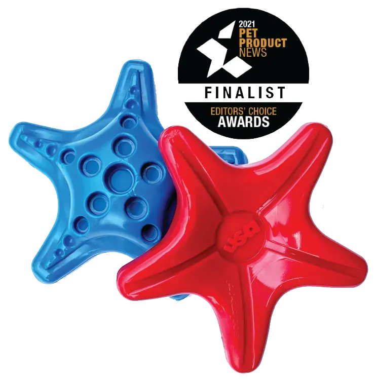 SodaPup Starfish nylon tuggleksak blå för starka tuggare
