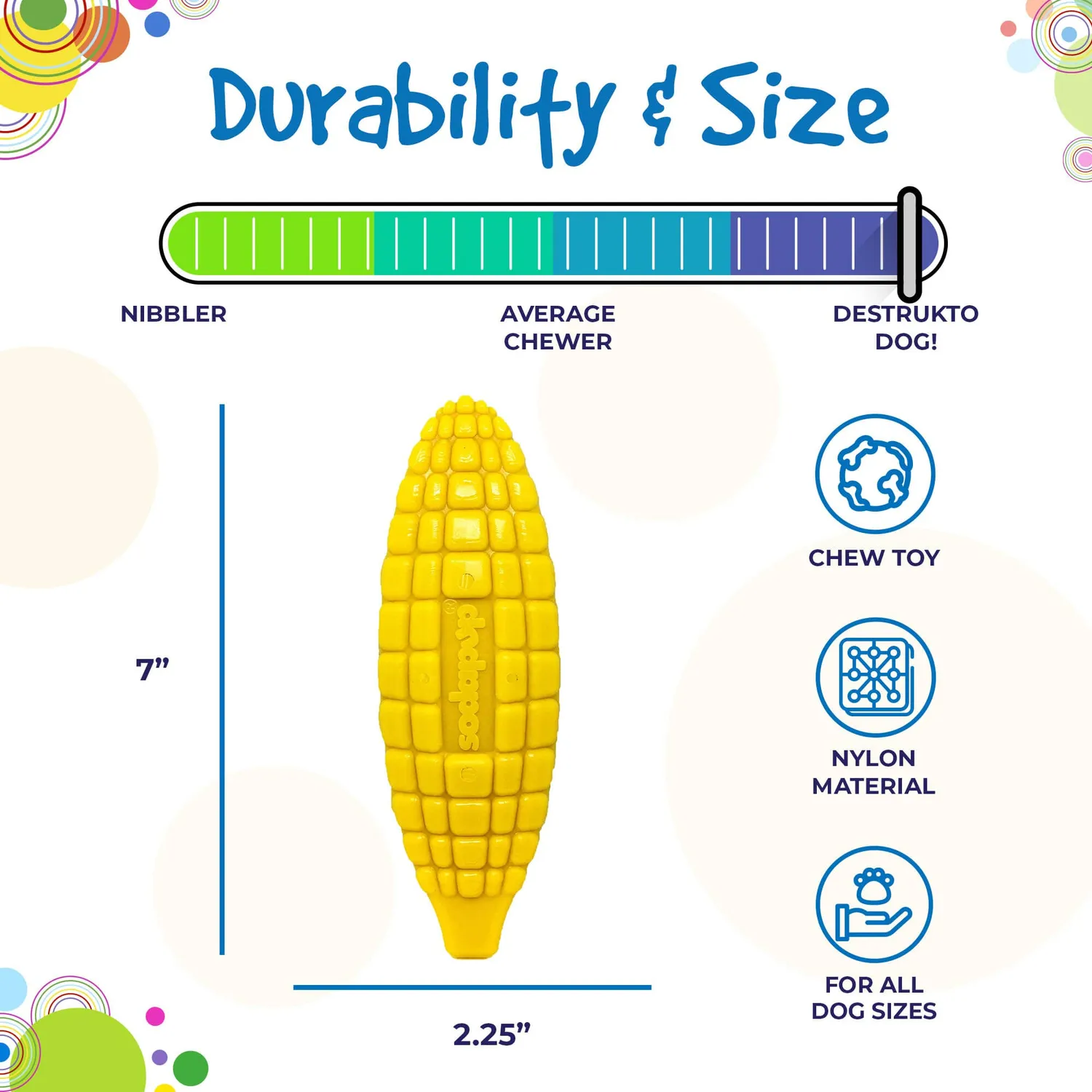 SodaPup Corn on the Cob tuggleksak nylon gul