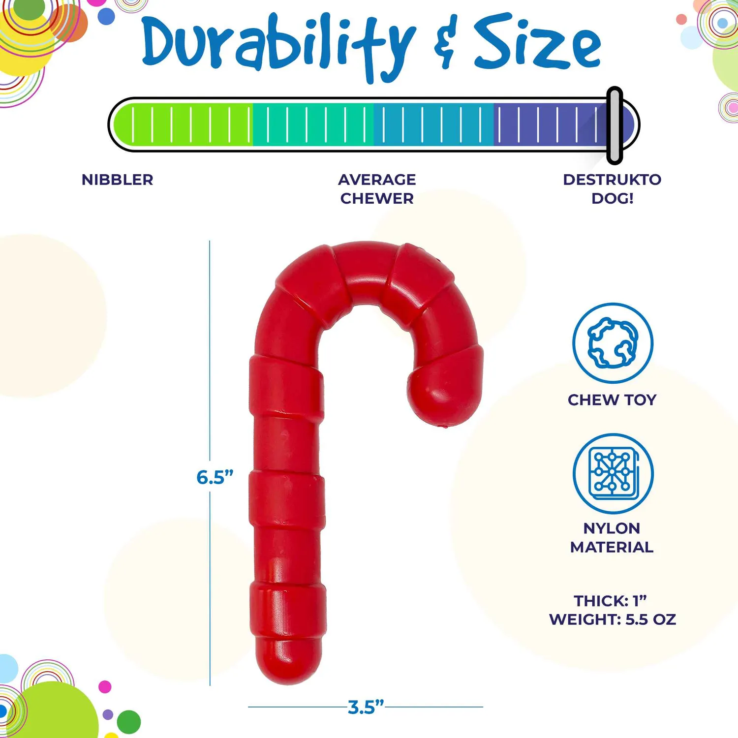 SodaPup Candy Cane tuggleksak nylon jul