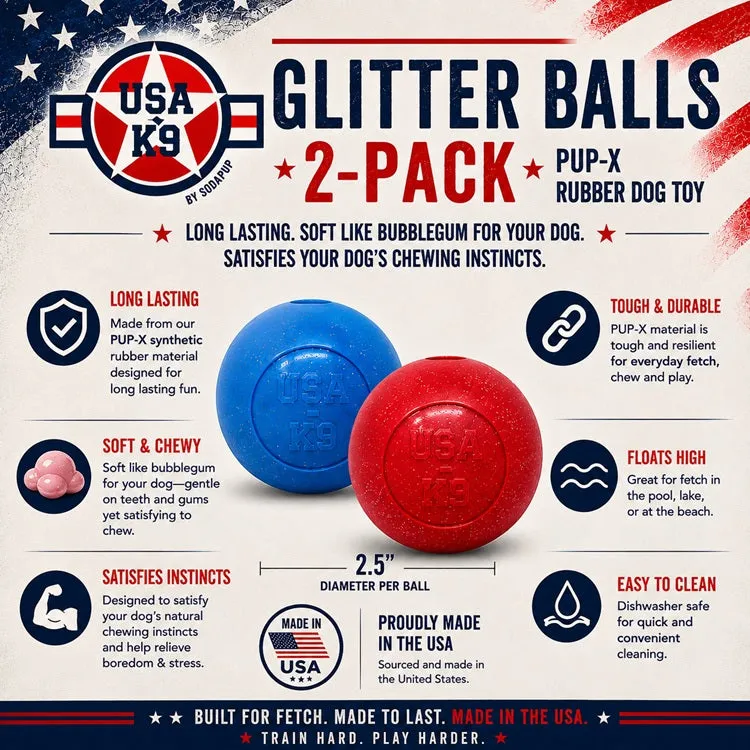 SodaPup Glitter Ball apportboll mjuk 2-pack
