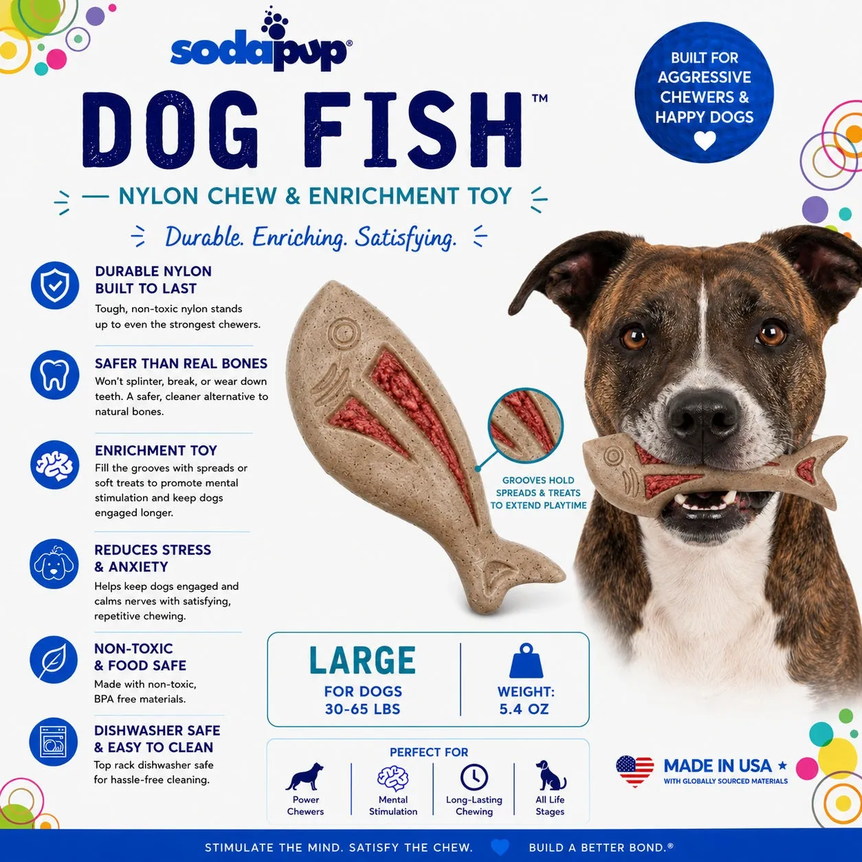 SodaPup Dog Fish tuggleksak nylon berikning