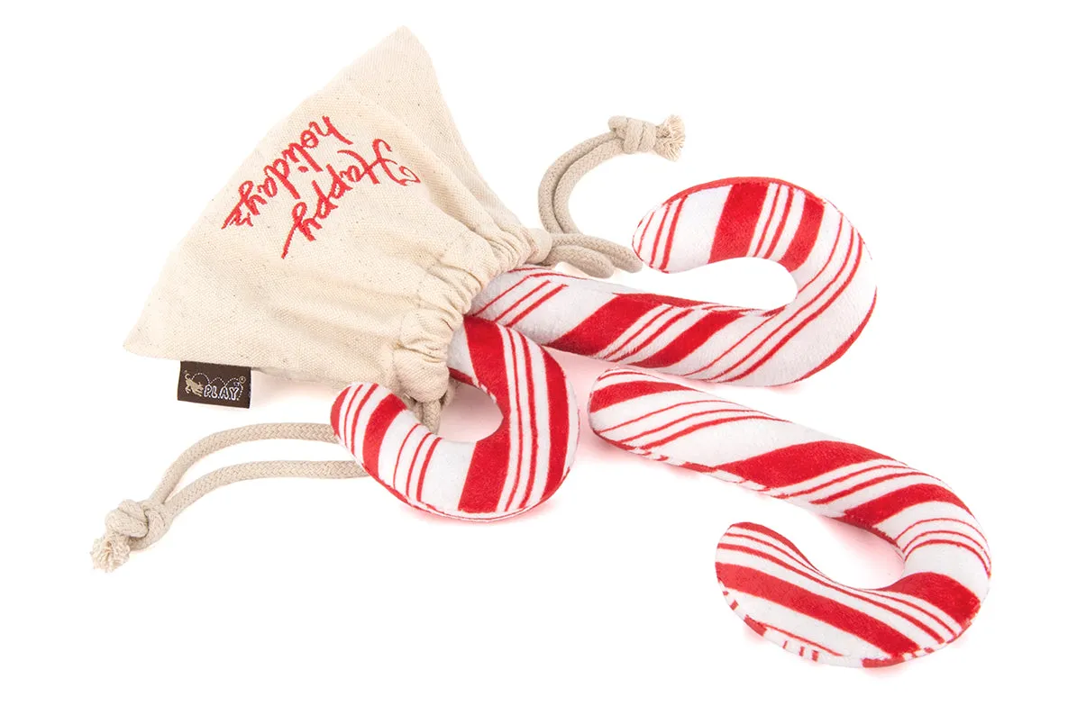 P.L.A.Y. Holiday Classic Cheerful Candy Canes hundleksak 3-pack pip
