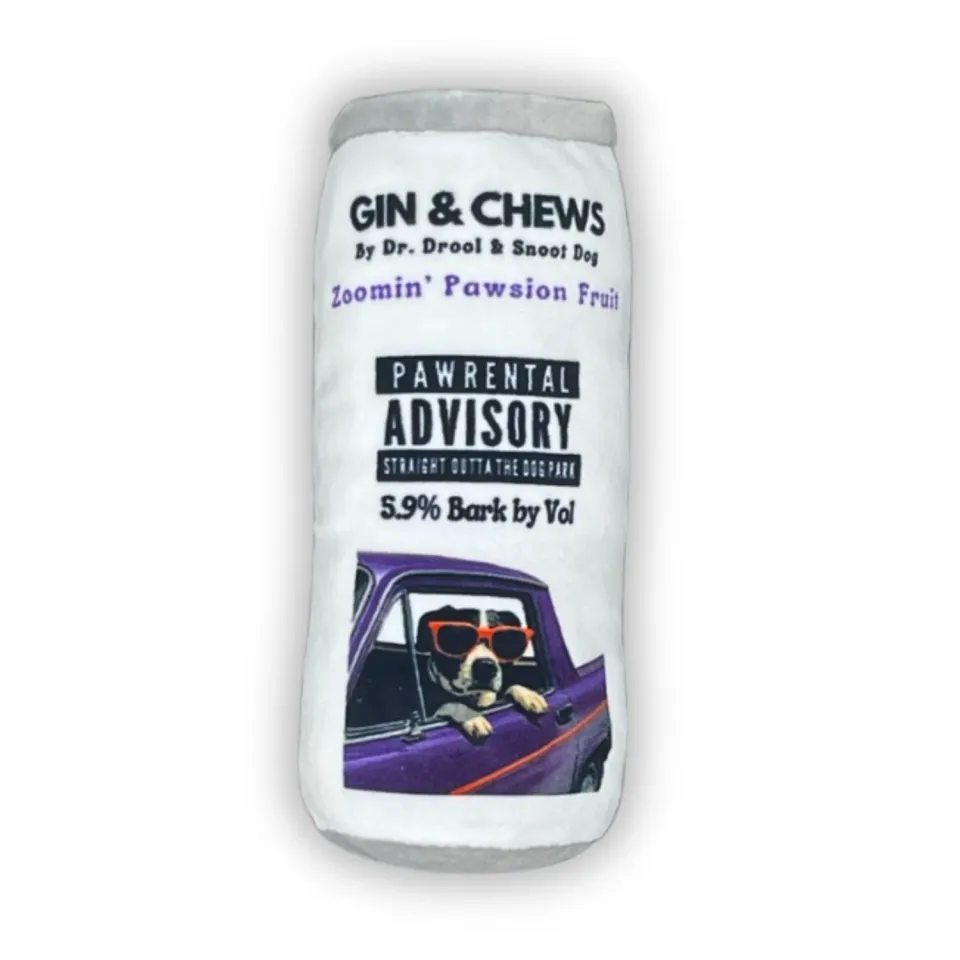 Dog Diggin Designs Gin & Chews Dogtail plyschleksak med pip