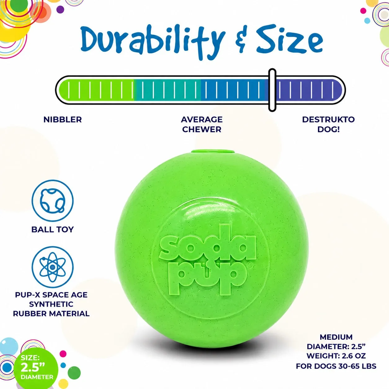 SodaPup Glitter apportboll grön 2-pack mjuk