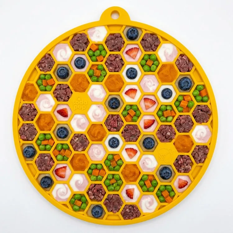 SodaPup Honeycomb slickmatta gul rund sugkopp