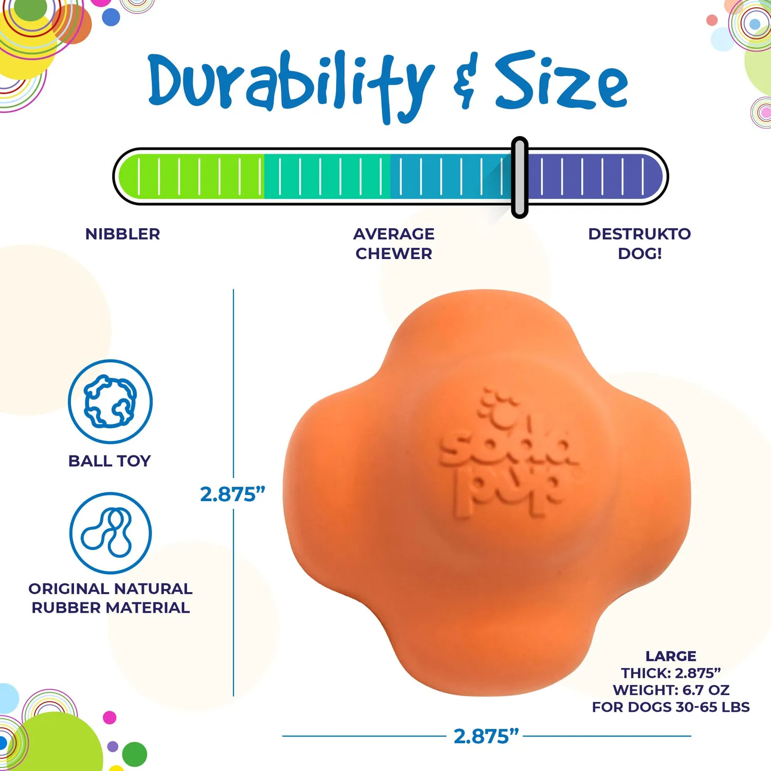 SodaPup Crazy Bounce apportboll large orange studs