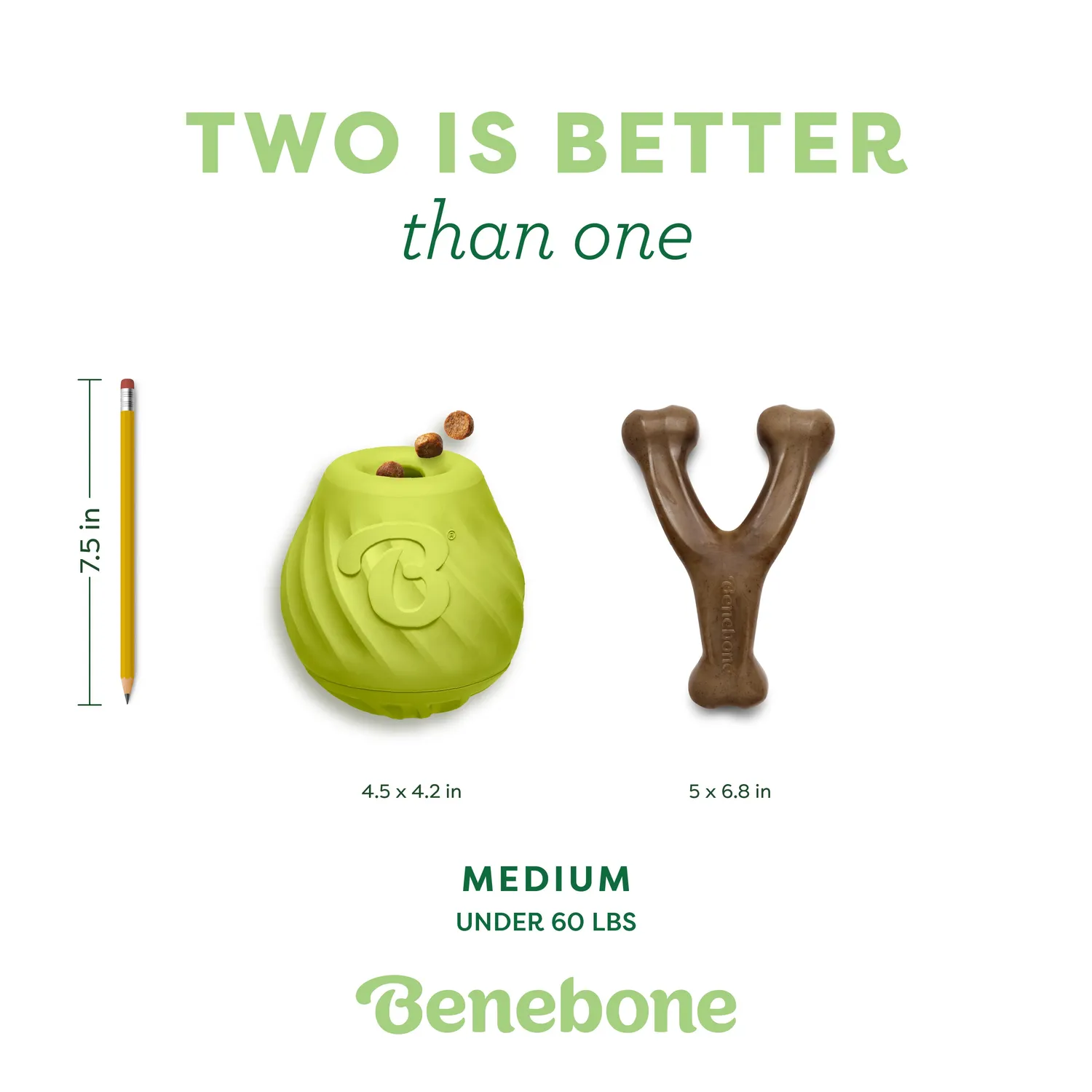Benebone Chew & Challenge Duo tuggleksak medium 2-pack bacon