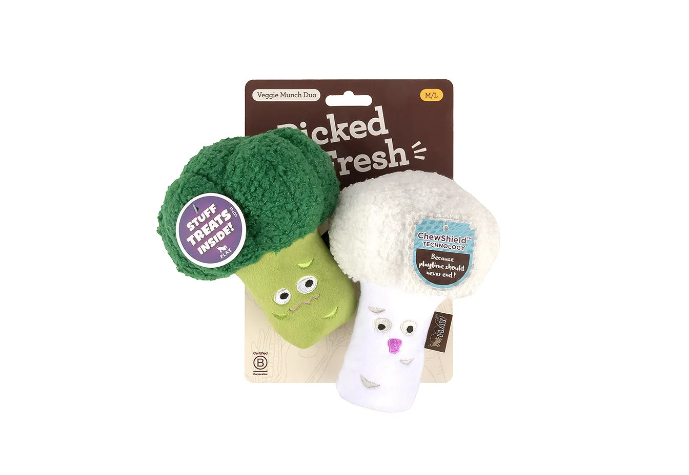 P.L.A.Y. Picked Fresh Veggie Munch Duo hundleksak 2-pack med pip