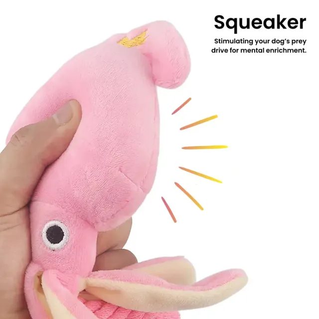 Pawtato Squid mjukisleksak rosa med pip