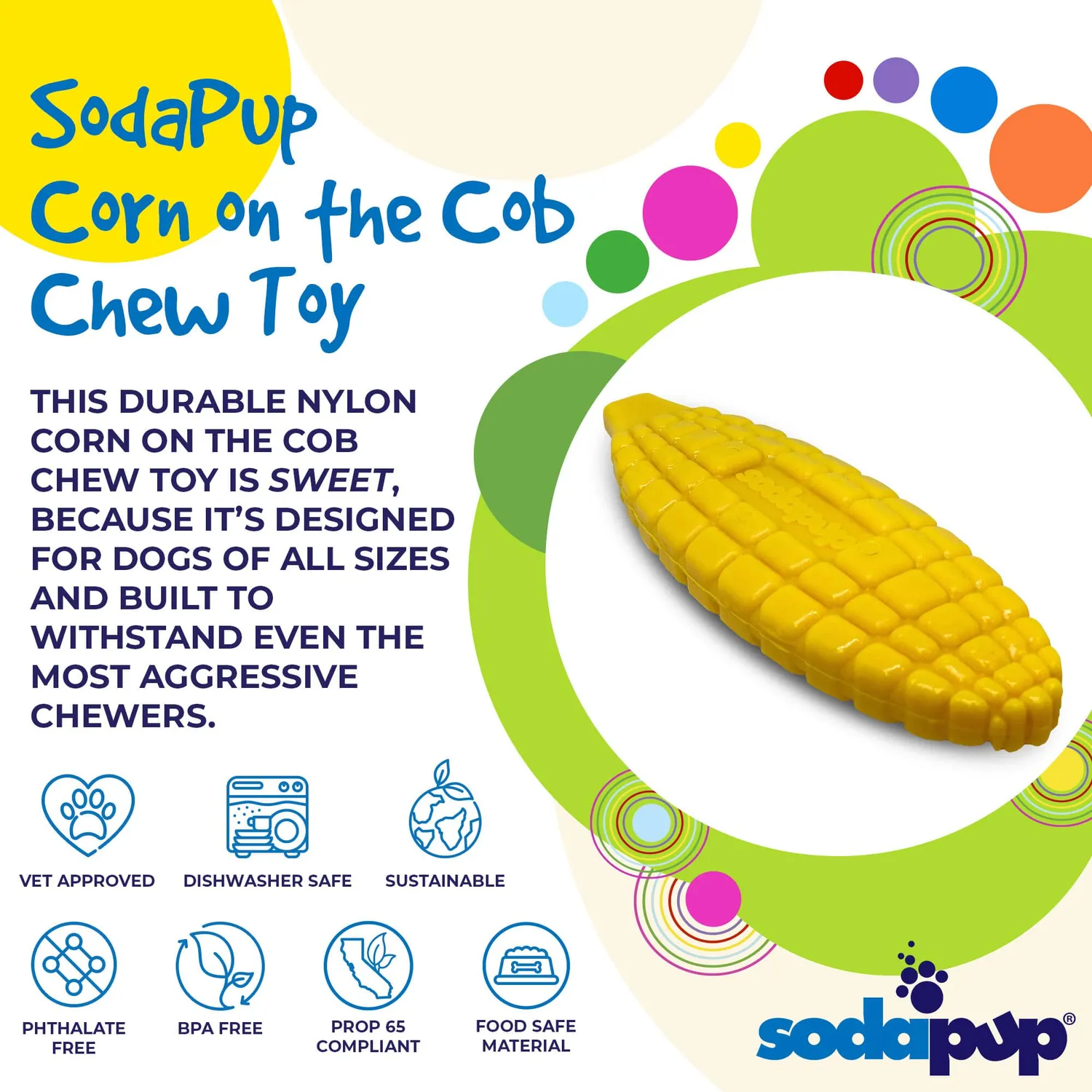 SodaPup Corn on the Cob tuggleksak nylon gul