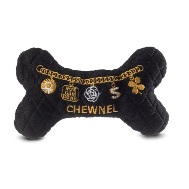 Dog Diggin Designs Chewnel Bone Black hundleksak ben med pip