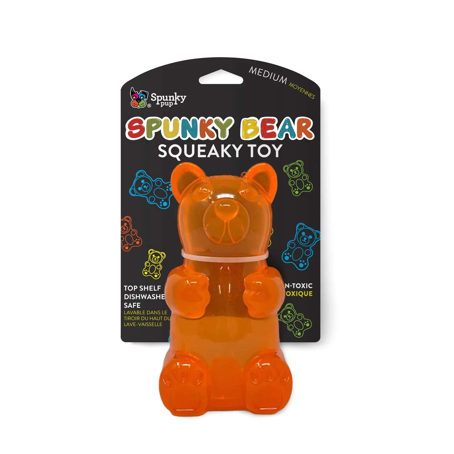 Spunky Pup Gummy Bears hundleksak large orange godisdispenser