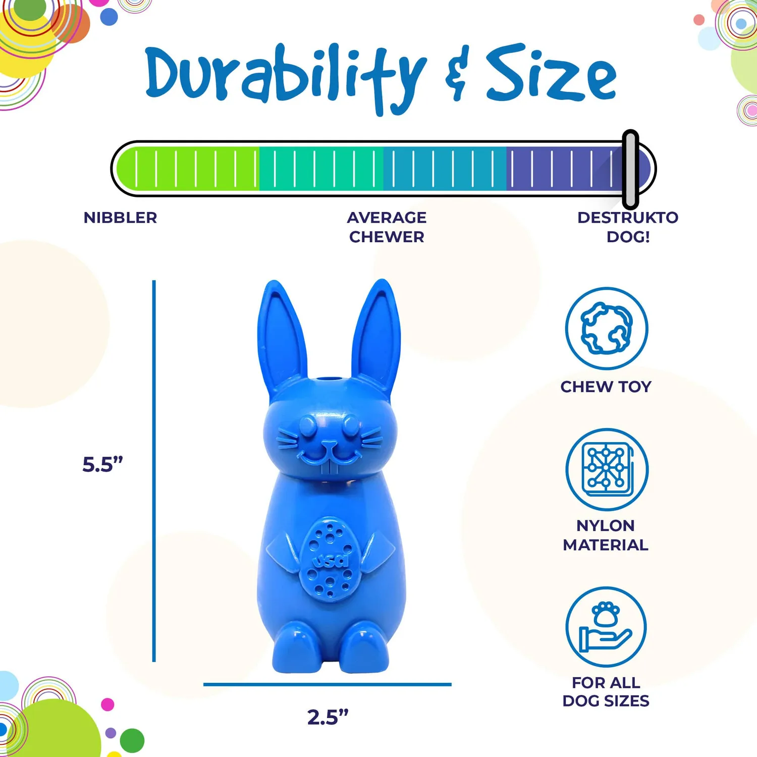 SodaPup Bunny eChew tuggleksak large nylon kanin